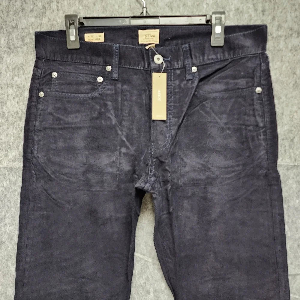 J.Crew 484 Corduroy Pants Mens 32x34 Slim Fit Tapered Leg Navy Blue NEW w/ Tag‎